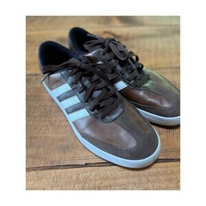 Mens Adidas Adicross V Brown Leather White Spikeless Sneakers Golf‎ Shoes 9.5